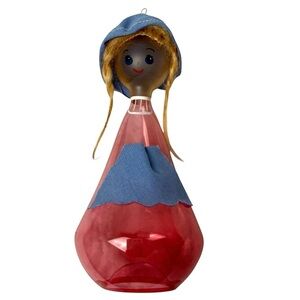 Vintage De Carlini Glass Christmas Ornament Pink Dutch Girl made in Italy